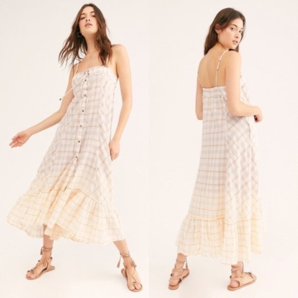 Free People Plaid City Maxi Dress